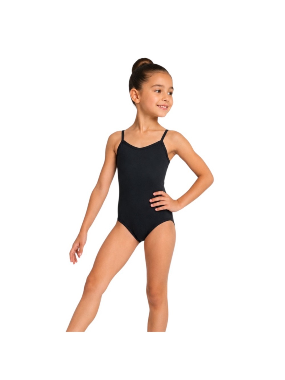 Girls Black Camisole Leotard Size 110 (US Girls 4-5) Adjustable Strap